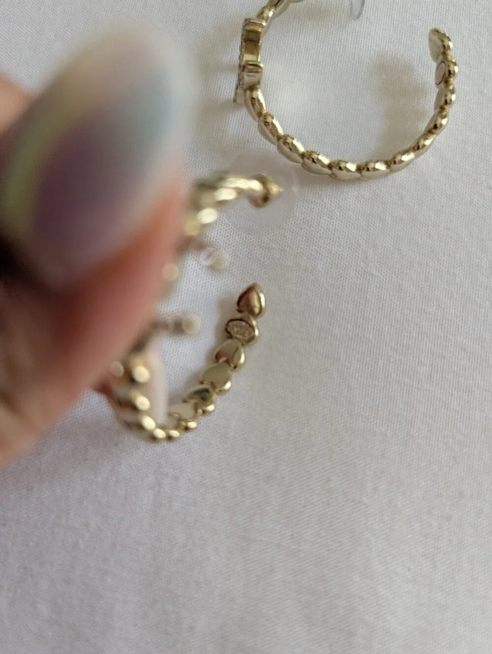 Chanel Gold Textured Bead Hoop Earrings - Women Jewelry